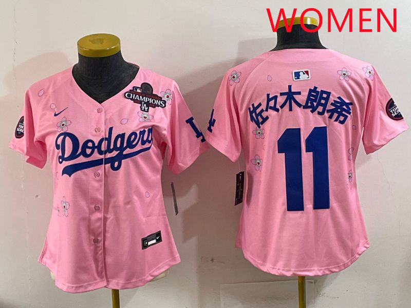 Women Los Angeles Dodgers #11 R.Sasaki Pink Sakura Edition 2025 Nike MLB Jersey style 8->women mlb jersey->Women Jersey